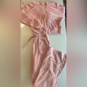 Pink Velour Tracksuit Set